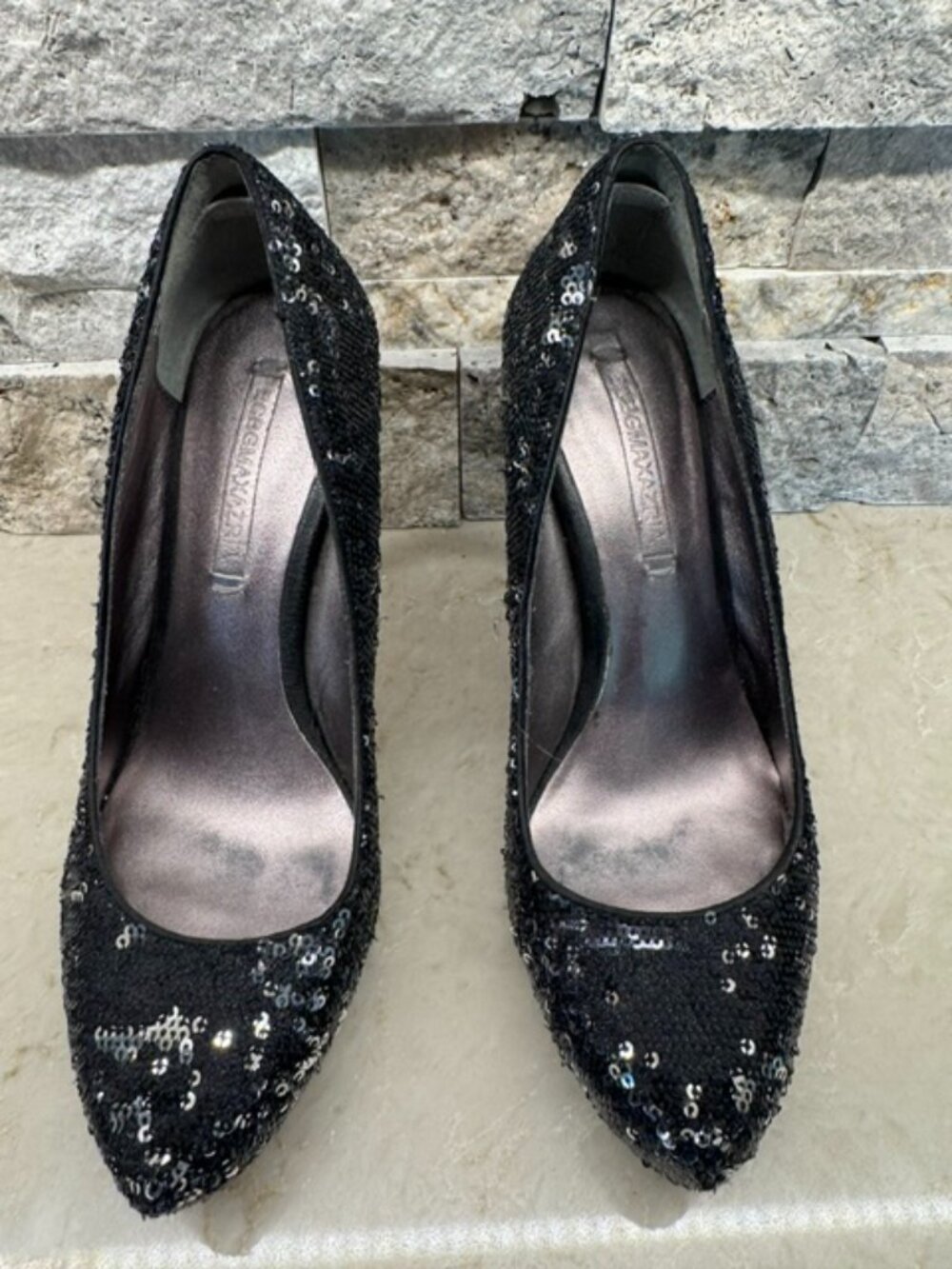BCBC Max Azria Black & Silver Sequence Pumps